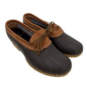 LL Bean Original Bean Boots Rubber Duck Mocs Brown and Tan Leather Sz 13W